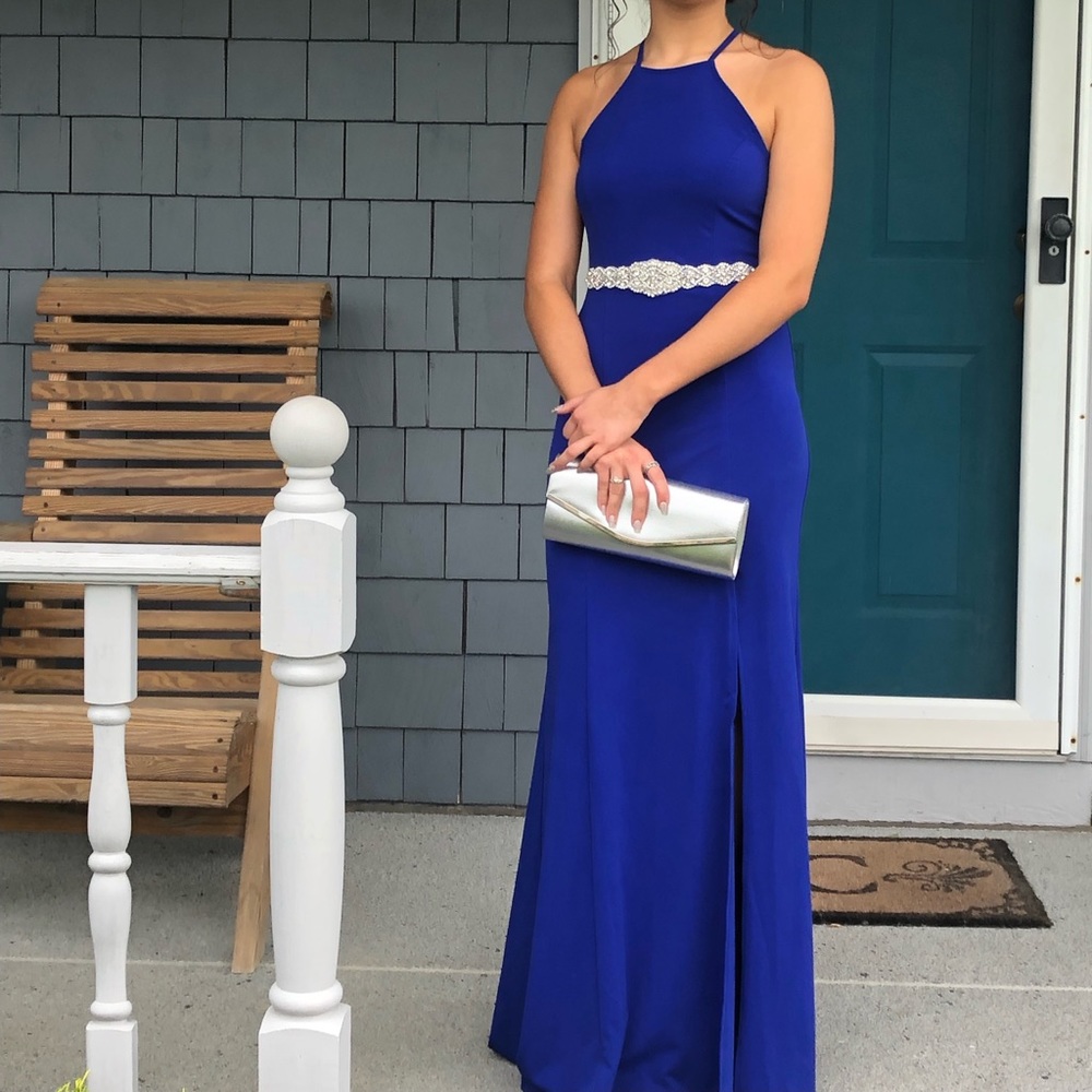 Royal blue floor length formal dress
